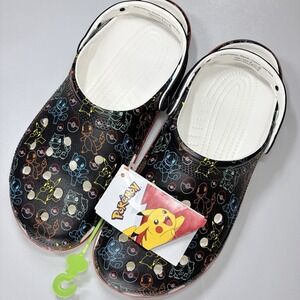 Pokemon Crocs Classic Clog M9 W11 Black Multicolor Pikachu Squirtle Charmander